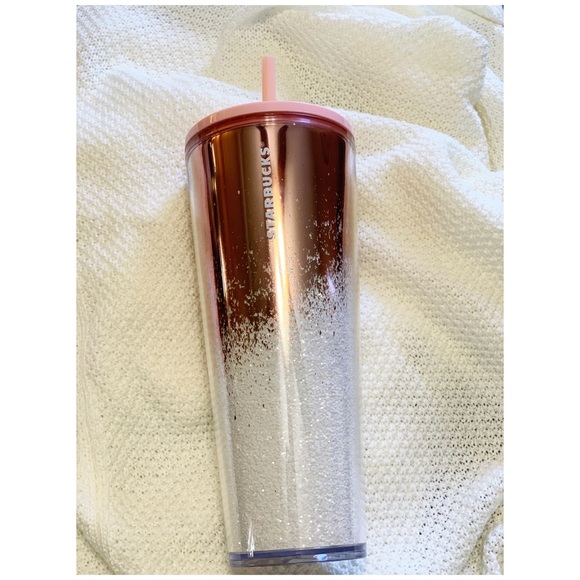 Starbucks Rose Gold Metallic Glitter Snow Tumbler